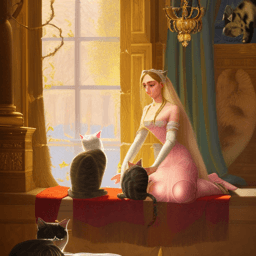 A princess with her three cats